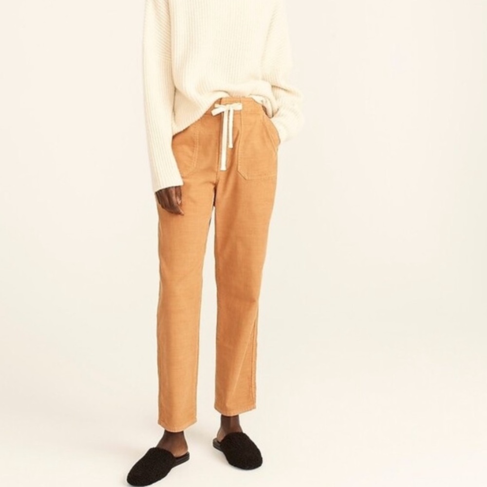 J. Crew 100% Cotton Tie Waist Camp Straight Leg Corduoory Pant Size Medium